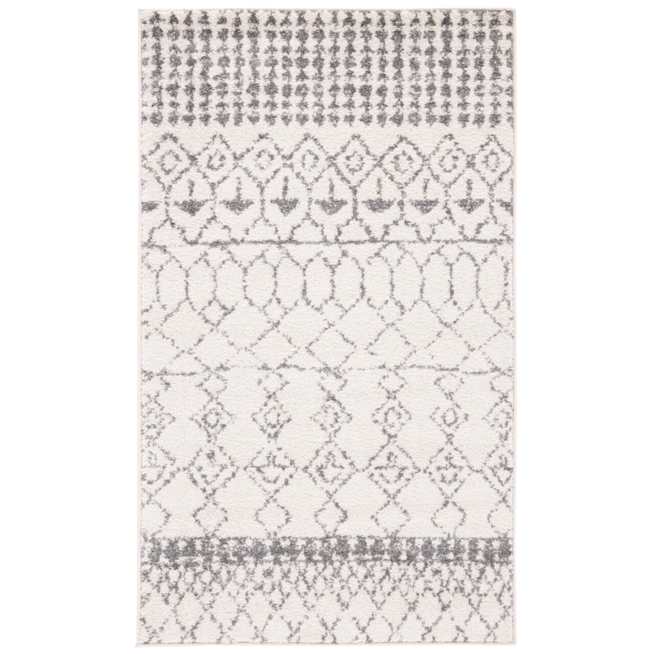 SAFAVIEH Tulum Ivory/Grey Rug: Soft Rustic Patterns & Boho-Chic Style